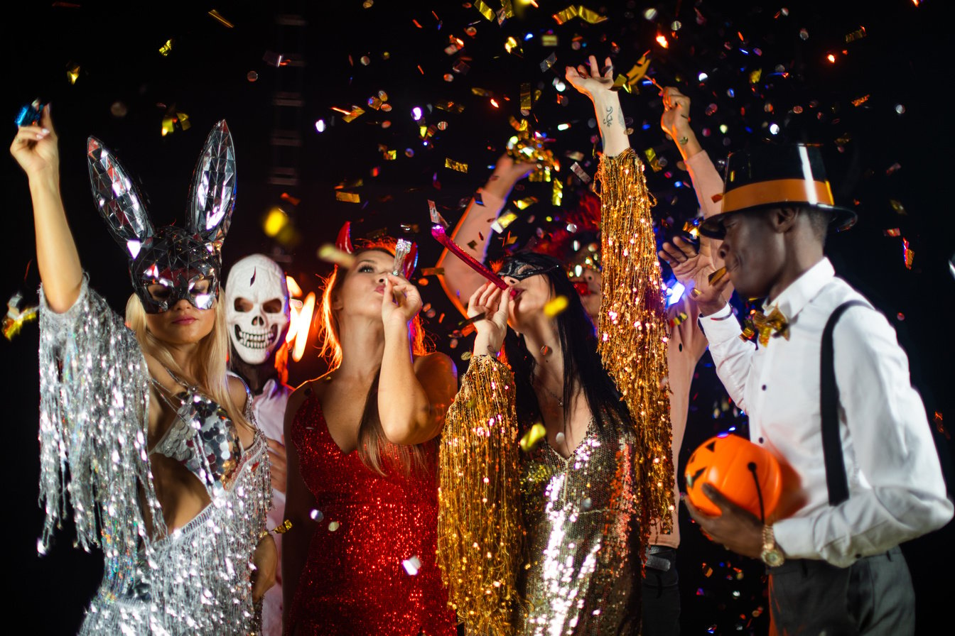 People dancing on Halloween party